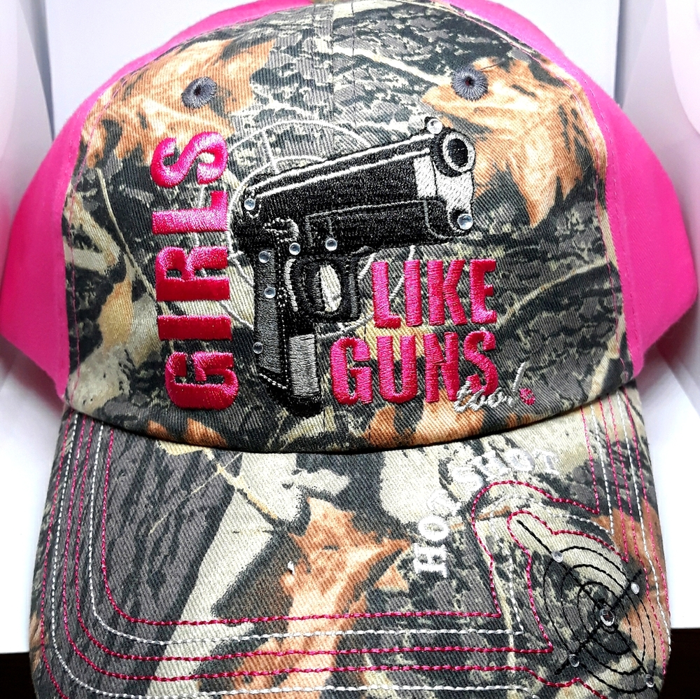 Pink Camo Gun Sporting Ladies Hat/Cap